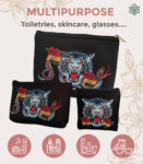 India Souvenir Multi-purpose Tiger Print Pouches – Set of 3