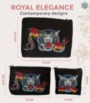 India Souvenir Multi-purpose Tiger Print Pouches – Set of 3
