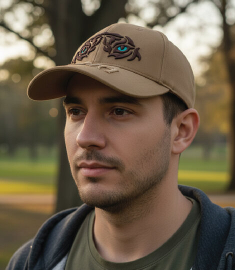 Beige Khaki Safari Baseball Cap with 3D Fierce Tiger & India Embroidery on Brim