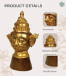Brass Shiva Murti Idol Head Statue Figurine with Wood Base India Traditional Home Decor