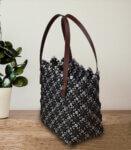 Beach Bag Hand Bag Plastic Medium Silver Black Tote Bag