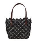 Beach Bag Hand Bag Plastic Medium Silver Black Tote Bag