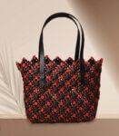 Beach Bag Handbag Medium Red Black Recycled Plastic Designer Tote Bag