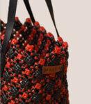 Beach Bag Handbag Medium Red Black Recycled Plastic Designer Tote Bag