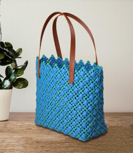 Beach Bag Hand Bag Plastic Large Blue Tote Bag