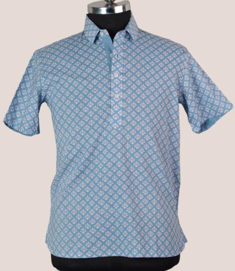 blue-short-sleeved-floral-short-kurta-1