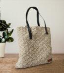 Cream Hand Crocheted Cotton Yarn Tote Bag