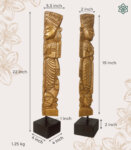 Hand Carved Wood Durga Goddess Statue Figurine