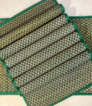 Maatir Premium Handcrafted Madurkathi Reed Woven Placemat India, Beige Green Table Mats and Runner for Dining Table