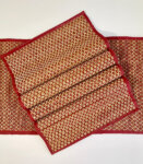 Grass Hand Woven Red & Tan Table Mats & Runner (set of 5)