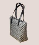 Hand Knotted Recycled Plastic Silver Tote Bag Large