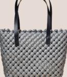 Hand Knotted Recycled Plastic Silver Tote Bag Large
