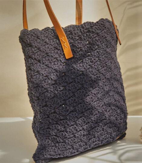 Crochet Handbag India Navy Crocheted Tote Bag