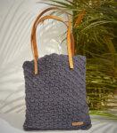 Crochet Handbag India Navy Crocheted Tote Bag