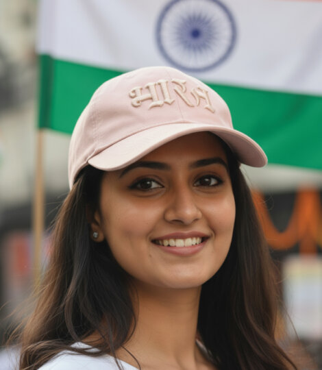 Pale Pink Pure Cotton Baseball Cap with Elegant 3D Bharat Embroidery