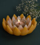 Pastel Orange Open Lotus Glitter Candle