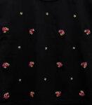 Recycled Black Tee with Hand Embroidered Florals