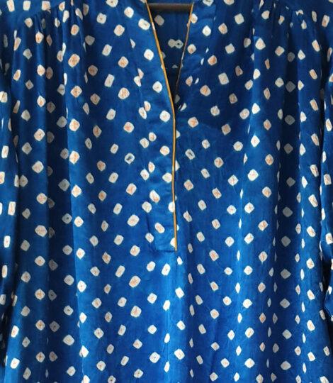 Bandhani Tie-Dye Blue Silk Shirt Dress