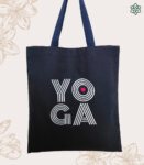 Navy Yoga Embroidered Canvas Shopper Tote Bag