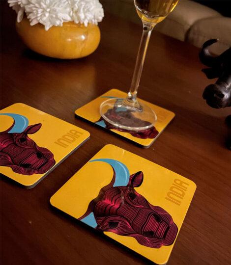 buffalo-line-art-print-india-souvenir-yellow-coasters-9