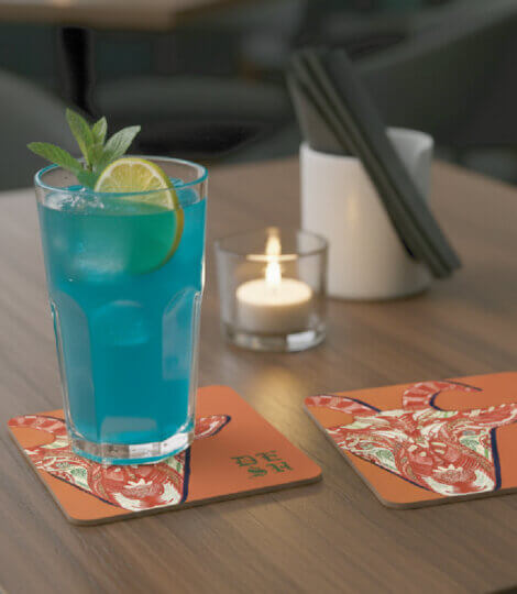 Goat Pop Art Print India Souvenir Orange Coasters (Set of 6)