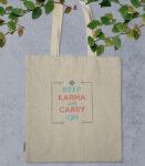 India Karma Slogan Embroidered Canvas Shopper Cream Tote Bag