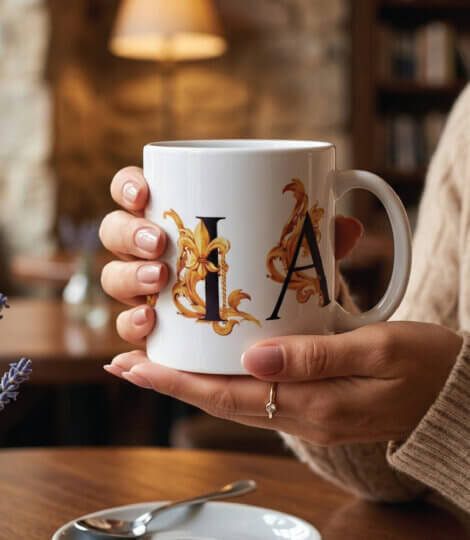 Maatir Ceramic Mug with Premium Baroque Gold “India” Print