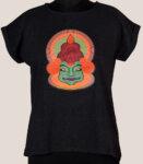 Recycled Charcoal T-shirt with India Kathakali Line Art Print