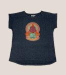 Recycled Charcoal T-shirt with India Kathakali Line Art Print