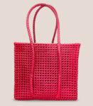 Beach Bag, Lunch Hand Bag, Recycled Bag, Plastic Medium Red Tote Bag