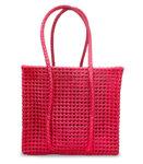 Beach Bag, Lunch Hand Bag, Recycled Bag, Plastic Medium Red Tote Bag