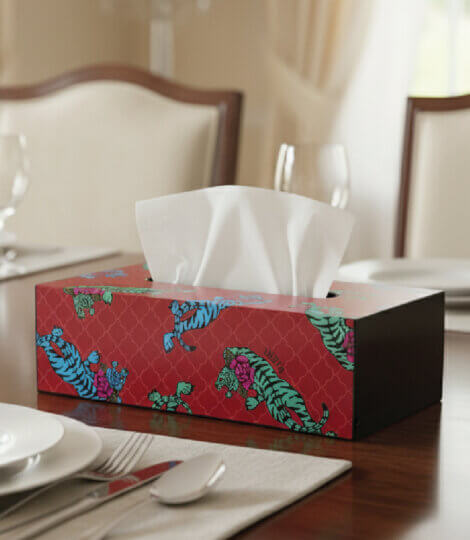 Premium Wooden Red Tiger Tissue Box Cover Tissue Box Holder for Car Home
