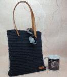 Crochet Handbag Black Crocheted Tote Bag Crochet Purse Vegan Bag