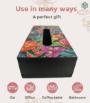 Premium Wooden Floral Tissue Box Cover Tissue Box Holder for Car Home