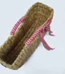 Handwoven Natural Reed Handbag, Summer Bag, Red Ribbon on Straw Purse