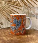 Souvenir Gift Premier India Orange Kalamkari Art Large Ceramic Coffee Mug 350 ml