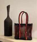 Beach Bag Hand Bag Hand Knotted Recycled Plastic Large Red Black Koodai Tote Bag