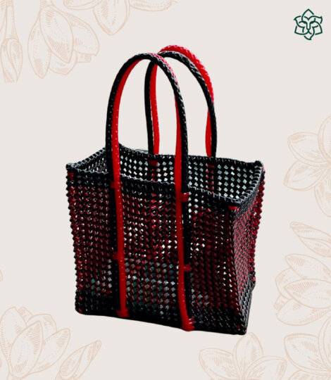 Hand-Knotted-Koodai-Bag,-Plastic-Wire-Multicoloured-Tote-Bag-1