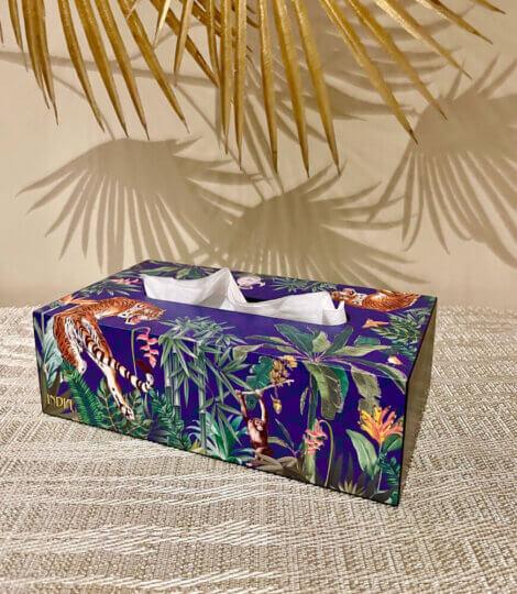 Premium Wooden Indian Jungle Tissue Box Cover Tissue Box Holder for Car Home