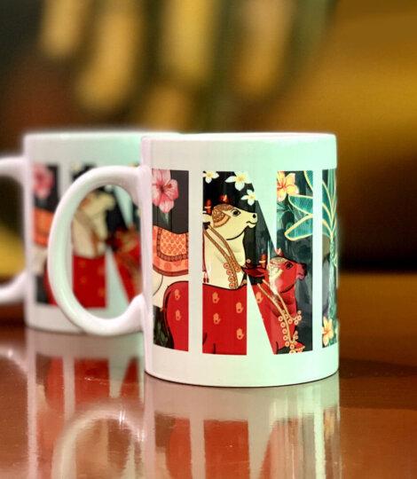 Souvenir Gift Premier India Colorful Traditional Art Large Ceramic Coffee Mug