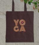 Brown and Gold Yoga Embroidered Natural Cotton Canvas Tote Shopping India Designer Bag