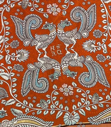 India Kalamkari Designer Print Silk Scarf
