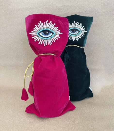 Fuchsia Pink Eye Reusable Wine Bag