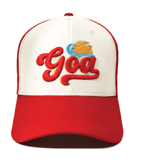 red-pale-grey-unisex-baseball-cap-with-3d-goa-embroidery-and-sunny-background-1
