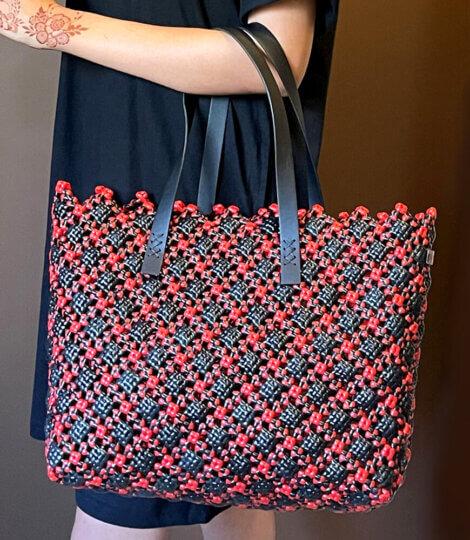Koodai-Beach-Bag-Large-Red-Black-Designer-Tote-Handbag
