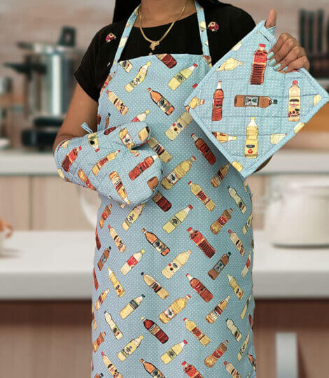 Indian-Oil-Bottles-Apron-Potholder-and-Mitts-Set-2