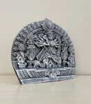 Terracotta Relief Sculpture of Goddess Durga with Silver Bronze Coating India Gift