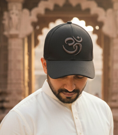 India Black – Grey OM Symbol Baseball Cap – Caps for men and women