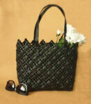 Beach Bag Hand Bag Plastic Large Black Tote Bag, Plastic Koodai