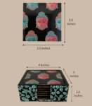 Graphic Buddha Art Print Souvenir Black Coasters – Set of 6
